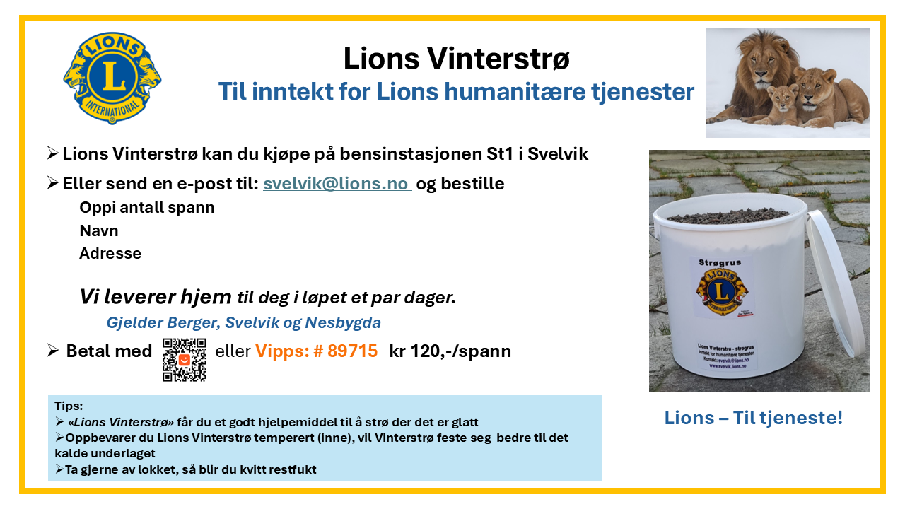 Artikkelbilde til artikkelen Lions Vinterstrø